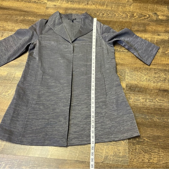 Eileen Fisher Blazer Womens Medium Gray Metallic Open Front Long 3/4 Sleeve - Picture 8 of 13